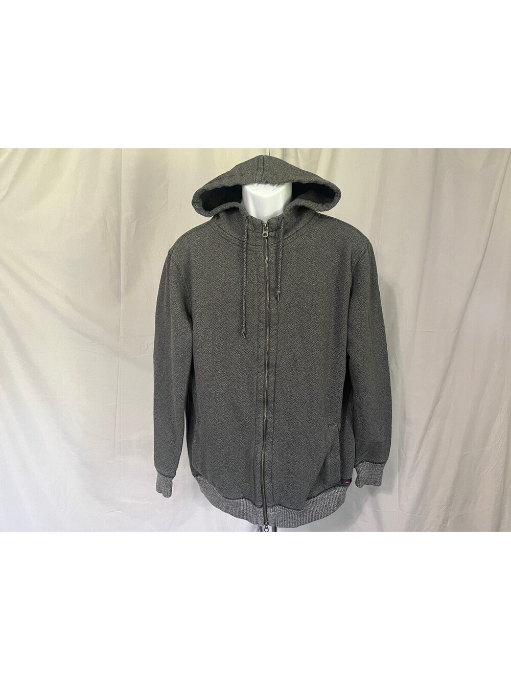 Faherty Men's Gray Full Zip Hooded Sweatshirt Hoodie Large L